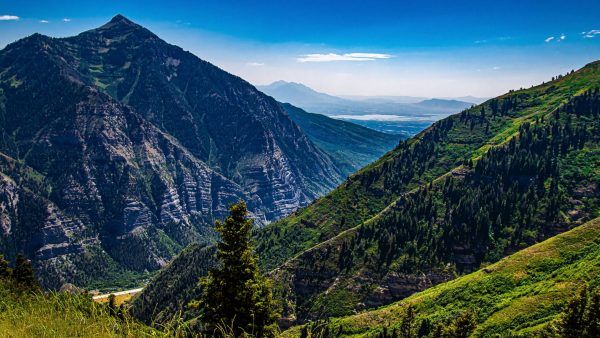 This is a photo taken at the top of the mountain at the Sundance ski Resort, looking towards Utah