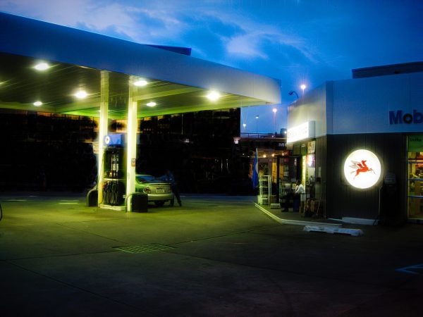 Mobil station at night