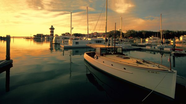 Yacht Basin in Hilton Head Harbor. The Harbour Town Lighthouse is a landmark to people all over the