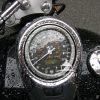 Raindrops on a motorcycle.