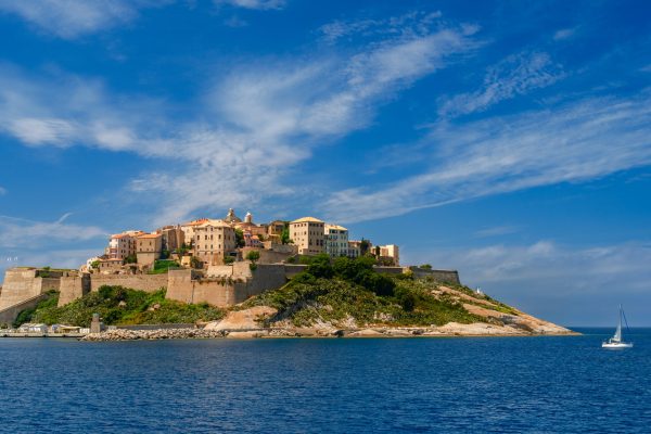 As we approached Calvi on our sailing ship, this view of the island was afforded.