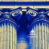 This is a posterization creating a vivid and detailed depiction of two classical Ionic columns. The
