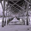 The old Folly Beach Pier going toward sunset. Watching the waves of the incoming tide breaking