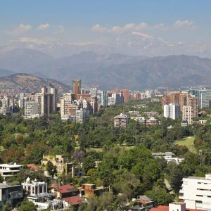 The Andes Mountain in the background of the city of Santiago de Chile.