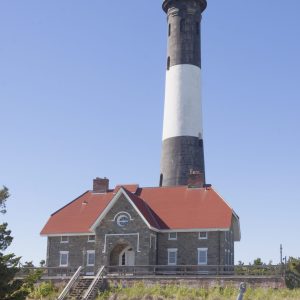 This picture was taken at the front of the Fire Island Lighthouse . This lighthouse guides the ships