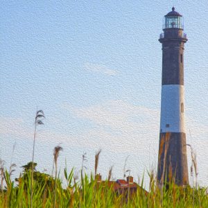 This is a shot of a beautiful grassy knoll at the Fire Island Lighthouse.