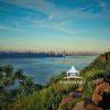 This is a scenic photograph showcasing a beautiful landscape around the Hudson River. It features a