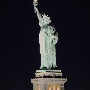 The Statue of Liberty in the evening.