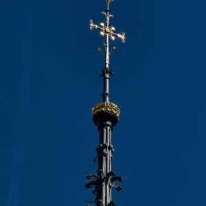 And the spire soars over Paris once more. The French Cockerel sits above the cross in a burst of