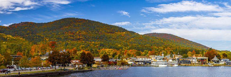 A view of the fall colors off downtown Lake George. Beautiful fall weather & colors.