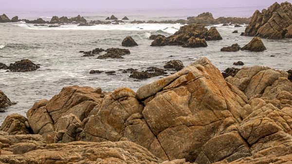 View of Pacific Ocean off of Rocky Coast