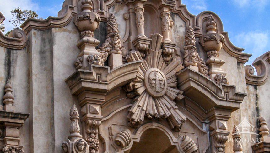 Ground View Looking up at Spanish Architectural Detail