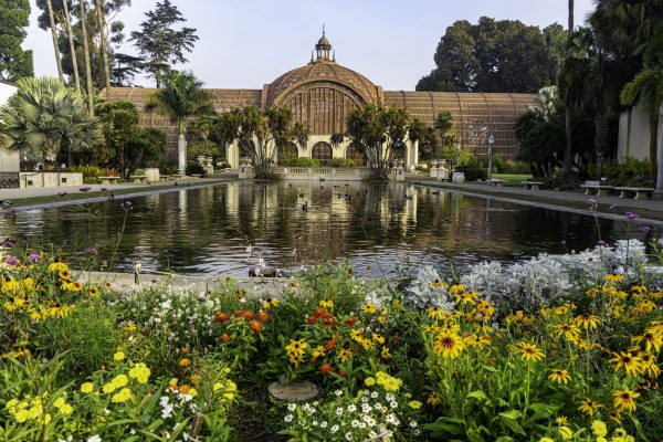 Early morning view of famous Botanical building in Balboa Park.