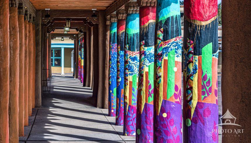The front walk way of IAIA Museum of Contemporary Native Arts (MoCNA) in Santa Fe, NM.