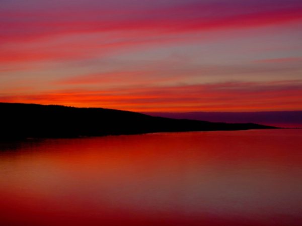 Sunrise at Cut Face Creek near Grand Marais MN on the shore of lake Superior. HDR image processed
