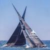 Crossed Swords - Enterprise (US-27) Crosses Defender (US-33) in the 12-Metre Worlds Regatta.