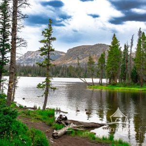 Mirror Lake, a picturesque alpine lake located in the high Uinta Mountains in Utah situated at an