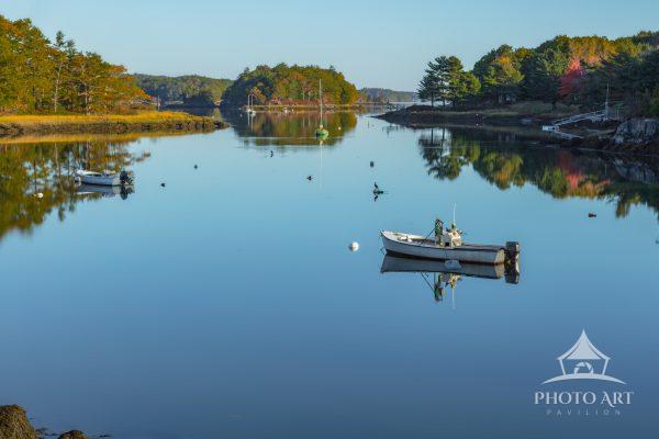 Still water makes for a lazy early-autumn afternoon. Both boats & water fowl seem done for the day.