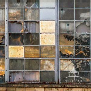 I saw these factory building window panes while riding on a rail-trail that follows an unused part