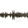 Central Park's Reservoir provides reflection of the  skyline.