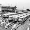 Subway trains awaiting the start of their day. I enjoyed making them look like toy trains.
