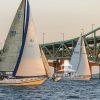 It takes a bit of tacking in the light air to leeward of the bridge to make it through. These