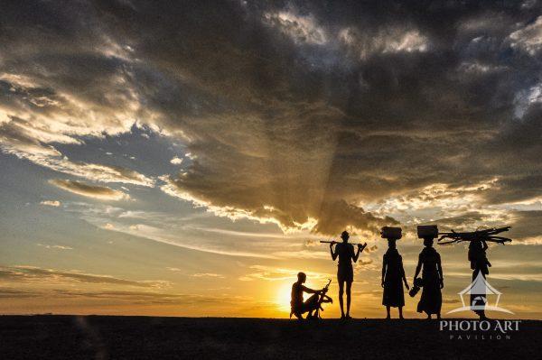 Sunset at Duss Village Kara Tribe, Duss Village, Omo Valley, Ethiopia