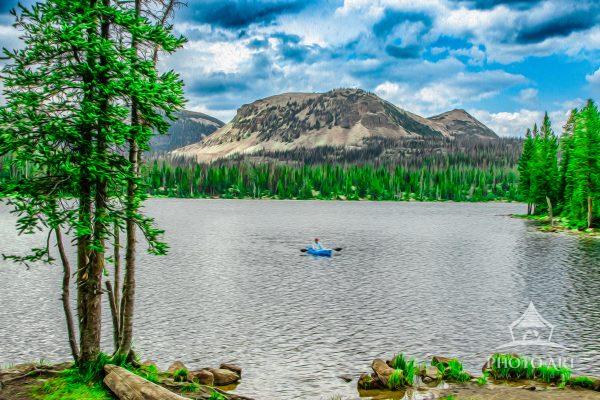 Mirror Lake, a picturesque alpine lake located in the high Uinta Mountains in Utah situated at an
