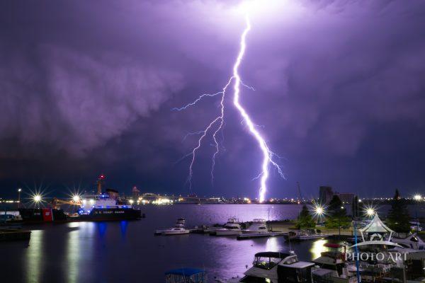 Lightning strike in Duluth Harbor, MN
