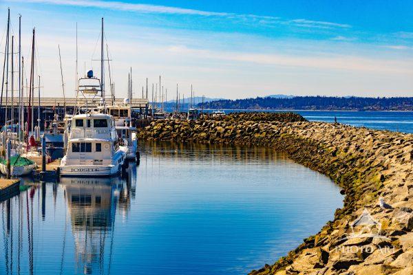 Picturesque boat dock in Puget Sound, Washington