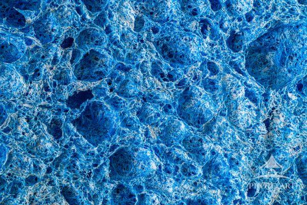 A fascinating look at the textured landscape of a common kitchen sponge.
