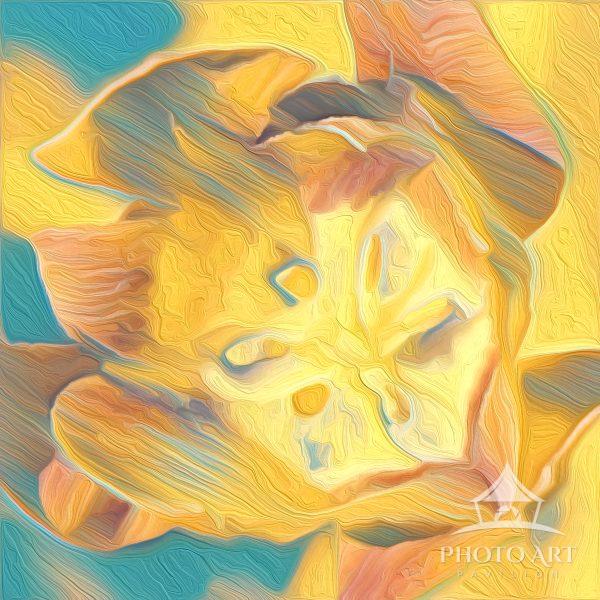 This digitally mastered creative inspired by the center of a tulip as the petals begin to unfold.