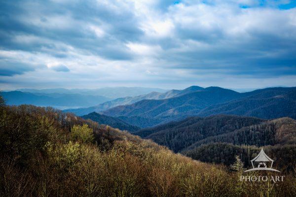 The winding Blue Ridge Parkway near Cherokee, North Carolina, offers breathtaking mountain views