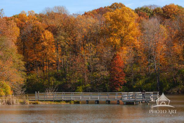 Late fall settles quietly over Delaware Lake at Fort Harrison State Park in Indianapolis, Indiana,
