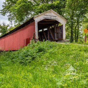 Conley's Ford Covered Bridge spans Big Raccoon Creek near Mansfield in Parke County, Indiana. The
