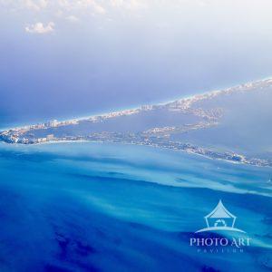 I captured this image of the beautiful Cancun from a plane.