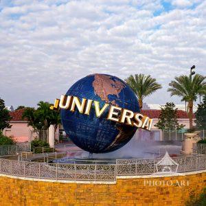 Universal Studios is a theme park at Orlando, where the globe at the entrance is an iconic.