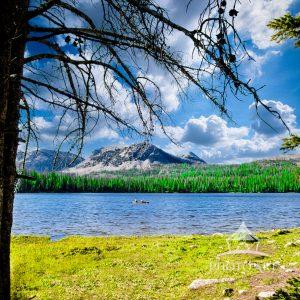 Mirror Lake, a picturesque alpine lake located in the high Uinta Mountains in Utah situated at an