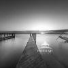 Sunset beach in black and white.