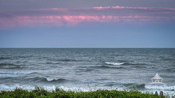 Beautiful sunset color on the clouds over the ocean
