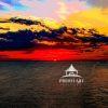 Colorful sunset given a watercolor look.