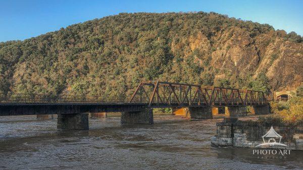 The old Winchester & Potomac Railroad Bridge crossing the Potomac River in Harpers Ferry, West