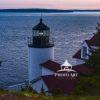 Catching the sunset sky at the Bass Harbor lighthouse Acadia National Park.